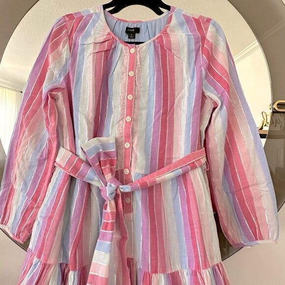 J. Crew Belted Button-up Dress In Pastel Stripe - Picture 3 of 9